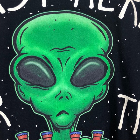 Just Here for the Beer Black Light Glow in the Dark T-Shirt; Alien & Beer SZ L - Picture 3 of 6
